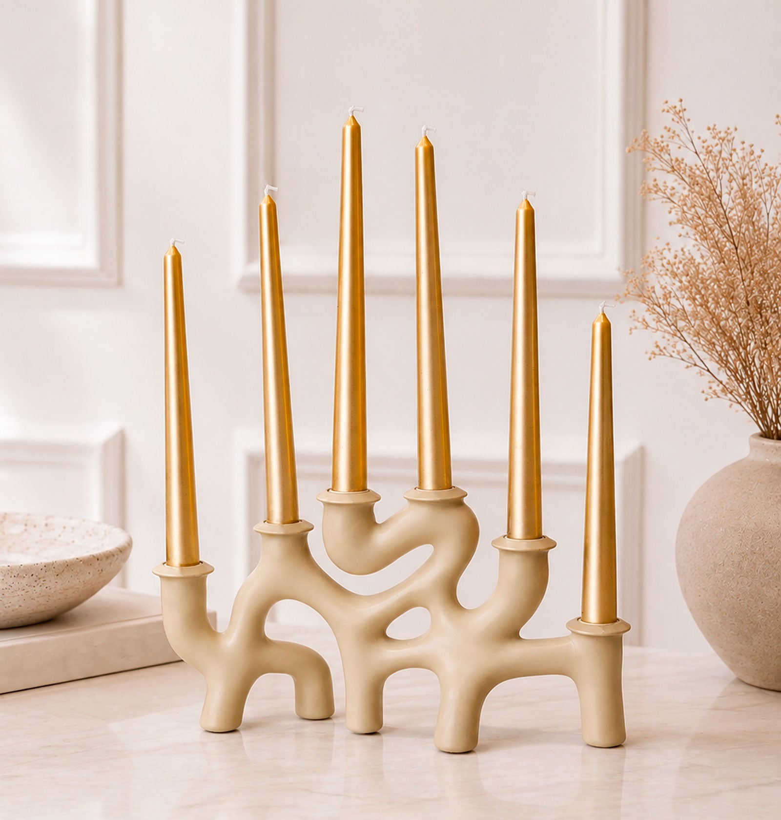 Design kandelaar voor 6 dinerkaarsen