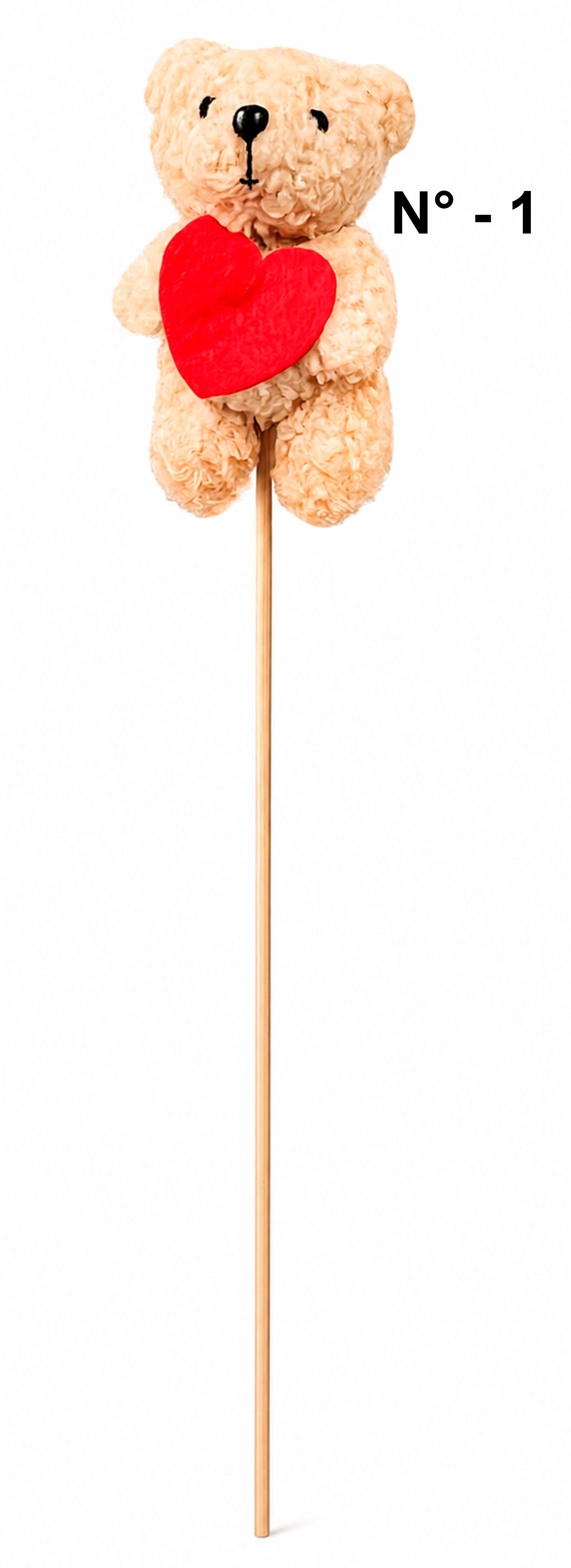 Beertje / Hartje op stok voor in een boeket