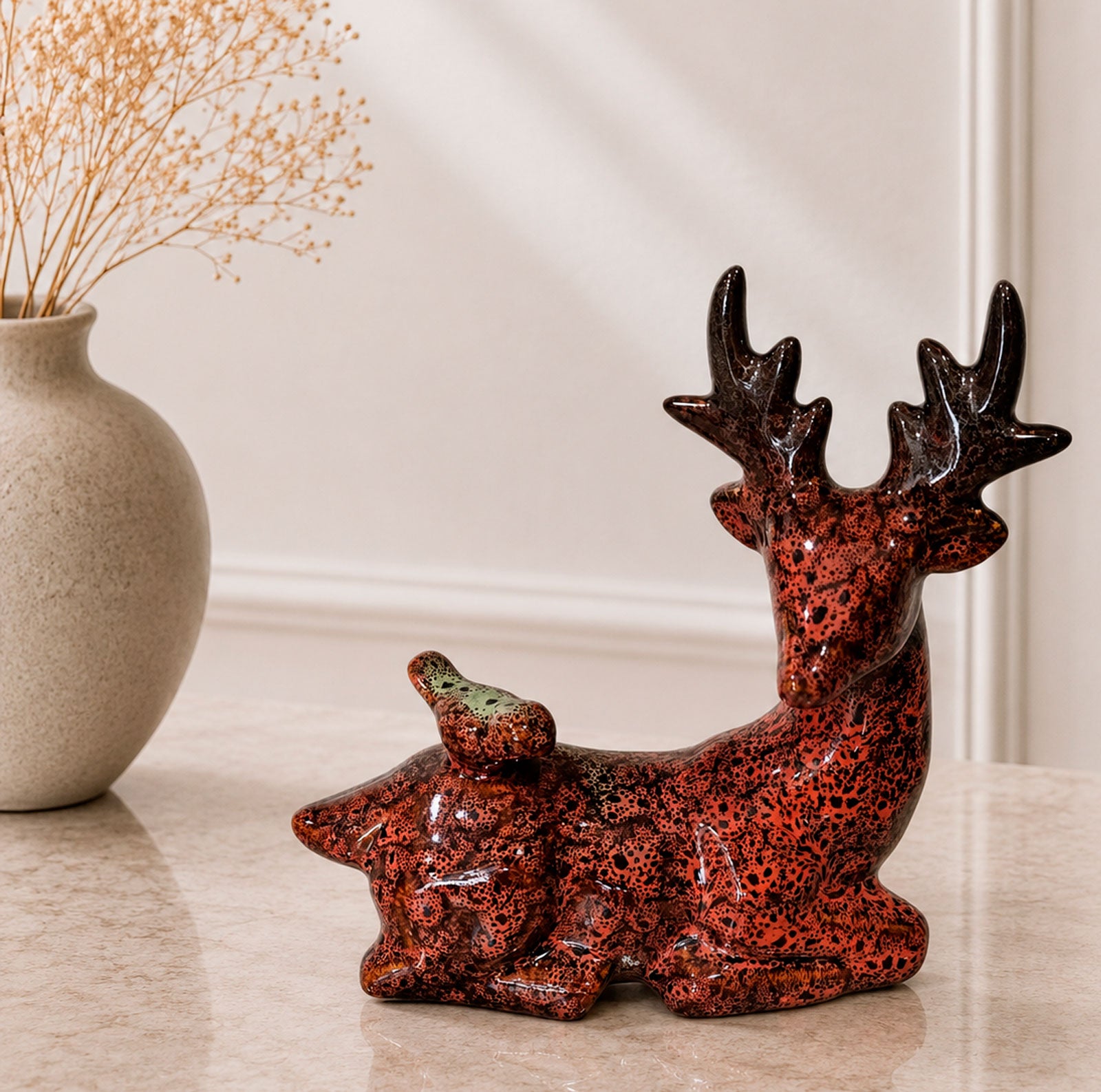 Hert met vogel – decoratief beeld
